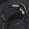 Haute Qualité En Gros Hommes Combinaison Tressé En Cuir Véritable En Acier Inoxydable Bracelets Personnalisés Bracelet