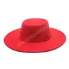 Chapeaux Fedora Panama à large bord pour femmes et hommes, avec ceinture en ruban, couleur unie, haut rond, Simple, en feutre de laine, Jazz, hiver et automne