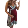 Summer dress for Pregnant women 2021 Sexy Backless Dress Splicing Bandage Maternity Dress Women plus size dresses Q0713