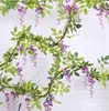 7ft 2m wedding party decroation window Flower String Artificial Wisteria Vine Garland Plants Foliage Outdoor Home Trailing Flower Fake Hanging Wall Decor