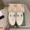 Mules designers glider tofflor kvinnor loafers äkta läder sandaler casual skor Princetown Metal Chain Shoe Spets Velvet Slipper Slide