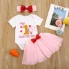 0-2Y My 1st Saint Valentin Baby Girl Tenues Né Infant Lettre Coeur Romper Tutu Jupes Vêtements Ensemble 210515