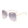 Designer Métal Cadre Femmes Carré Lunettes De Soleil De Mode Surdimensionné Femme Miroir Lunettes Dames Clair Rose Nuances