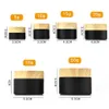 Black Frosted Glass Bottle Cosmetic Jars with Woodgrain Plastic Lids PP Liner 5g 10g 15g 20g 30 50g Lip Balm Cream Containers a21