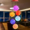 Campanilla de viento con energía Solar que cambia de Color, bola de cristal, lámpara giratoria LED colgante, campanilla de viento impermeable para exteriores, decoración de fiesta