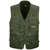 Hommes gilet armée vert et noir couleur gilet multi-poches voyage ou vêtements de travail Durable grande taille 210923