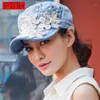 Ball Caps Ptah 2021 Kadın Çiçek Nakış Beyzbol Denim Elmas Point Hip Hop Şapka Markası Lady Summerfashion Ayarlanabilir Casquette