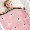 Vår Höst Spädbarn Baby Boy Girl Lovely Rabbit Rainbow Edge Knit Blanket Born Quilt Boys Girls Hold 210429