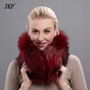 Authentic Fox Fur Knitted Multicolour Scarf Women's Genuine Leather Collar Magnetic Buckle Winter Fashion Collar Ring Hw-10 H0923