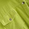 Risvolto a maniche lunghe in velluto a coste verde fluorescente fresco sciolto CHIC femminile cappotto monopetto dolce tasca giacca da donna 210507