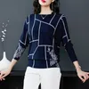 Yisuファッション女性ジオメトリプリントセーター長袖ジャンパーニットウェア秋冬プルオーバー高品質ニットセーター210805