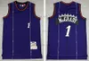 Mitchell and Ness 1998-99 Basketball 15 Vince 1 Tracy Carter McGrady Jerseys Retro Vintage Purple White Two Color Black Red Jerseys Shorts Man Kids Youth Boy
