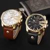 Curren 8176 Mężczyźni Zegarki Top Marka Luksusowy Złoty Mężczyzna Zegarek Moda Skórzany Pasek Na Zewnątrz Przypadkowy Sport Wristwatch Z Duży Dial 210804