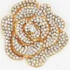 DHL FEDEX EXPRESS Whole Stunning Austria Crystals Big Gold Tone Rose Flower Brooch Wedding Bridal Bouquet Broach