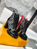 Gwiazda Szlak Kostki Boot Luksusowe Damskie Projektant Chunky Heel Kotki Buty Luxurys Projektanci Lace Up Martin Botki Ladys Moda Zimowe botki z pudełkiem