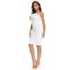 Beaukey White Sexy Mulheres Bandage Vestidos Bodycon Slash Pescoço Penas Clube Black Strapless Celebridade Vestido Joelho Comprimento 210706