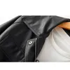 Vår Höst Kvinnor Lös PU Faux Läderjacka med Bälte Casual Kvinna Medium Långt Coat Pocket Svart Outwear 210430
