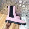 Designer 2021 Kobiety Cukierki Kolor Platforma Pół Buty Moda Jesień Winter Top Layer Cowshide Gruby Dolny Martin Boot Woman Ankle