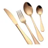 4pcs/set Stylish Flatware Set 5Colors Tableware Cutlery Stainless Steel Utensils Kitchen Dinnerware include Knife Fork Spoon Dessert