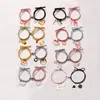 40pcs /20Set Magnet Attracts Couple Bracelet Cute Cartoon Charms Jewelry Adjustable Elastic Rope Bracelets Lover Gift for Women Men