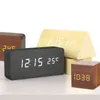 Réveil LED montre en bois Table commande vocale numérique bois Despertador Snooze temps affichage de la température horloges de bureau