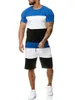 Men's Tracksuits Men Sportswear Set Summer Shorts Tracksuit Patchwork Hip Hop T-Shirts+Sweatpants Male Casual Two Pieces Track Suit 4XL