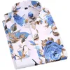 Men's Floral Print Shirts Long Sleeve Casual Flower Printing 100% Polyester Soft Thin Comfortable Button Up Hawaiian Dress Shirt 210705