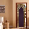 Yeni 2 adet / takım 3D Yaratıcı Arapça Stil Kapı Çıkartmaları Duvar Kağıdı Yatak Odası Oturma Odası Koridor Duvar Çıkartmaları Ev Kapı Dekorasyon
