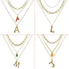 Pendant Necklaces BUENOS Multilayer Letter Initial Necklace Women A-Z Fashion Pearl Zircon Natural Stone Gold Chain Jewelry264K