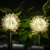 Lâmpadas de gramado Solar Powered Dandelion Outdoor Garden Globe Lamp Lights Stake Landscape Holiday Light333a