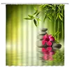 Duschvorhänge Japan Zen Stil Grüner Bambus Vulkan-Stein Spa-Kulisse Badezimmer Dekor Home Badewanne Polyester Stoffvorhang