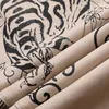 Men's khaki Dragon Tiger Printed Jeans Fashion Slim Fit Straight Male Pants