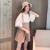 Vrouwen sets eenvoudige solid shirt Koreaanse stijl vrije tijd korte overalls All-match losse mode streetwear vrouwelijke comfortabele ulzzang 210527