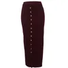 Skirts High Waist Women Skirt Straight Long Single Button And Calf Casual Winter Under Classic Black Jupe Femme T3