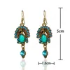 Vintage Women's India Peacock Earring Boho Ethnic Purple Rhinestone Alloy Dangle Earrings Jhumka Jhumki Jewelry Gifts