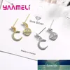 Stud Fashion High Quality Gold Silver Zircon Earring 925 Sterling Star Moon Planet Pierced Women Gift Jewellery