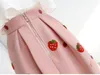 Jupes automne hiver fraise brodé laine parapluie jupe femmes épais taille haute robe de bal