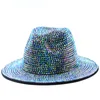 Rhinestone Fedora Unisex Hat Fedoras Kilisesi Caz ​​Şapkaları Partisi Kulübü Glitter Jazzs Hat Kadınlar ve Erkekler Sokak Tarzı Tophat307W
