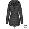 Uzun Bölüm Kadın Parkas Kış Kapüşonlu Sıcak Ceket Katı Renk Rahat Slim Fit Pamuk Yastıklı Kirpi Ceket Kadın Palto Palto 211013