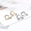 Stud Small Circle Złota Złota Cyrkon 925 Srebrne kolczyki dla kobiety w stylu Korean Fashion Jewelry Flower Cute Ear Pierścienie