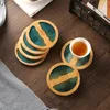 Mats & Pads Da'antang Resin Transparent Bamboo Round Tea Cup Holder Potholder Set Ceremony Accessories Supplies