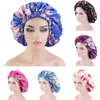 Satin Night Sleep Women Flower Print Elastic Cap Hair Care Bonnet Head Wrap Sova Head Scarf Cover Beanies Hair Loss Hat Turban