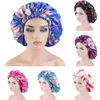 Satin Night Sleep Kobiety Kwiat Drukuj Elastyczna Cap Pielęgnacja Pielęgnacja Włosów Czapka Wrap Head Head Scarf Cover Czapki Utrata Włosów Kapelusz Turban