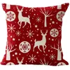 Jul Röd Linne Pillowcase Elk Snowman Tryckkudde Bäddsoffa Sovrum Kuddar Omslag 18 Färg Heminredning Tillbehör BH5213 TYJ