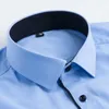 For Summer Business Men Formal Shirt Solid Short Sleeve Dress Shirts Male Twill Regular Fit No Front Pocket White Light Blue 210809