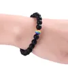 Nouveau Bracelet Créatif de Lumière Noire 8mm Yoga Sept Couleurs Énergie Pierre Volcanique armband et armband glaciés