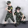 Tenues d'été survêtement ensemble pour tout-petits garçons mode étudiant Camouflage militaire vêtements d'entraînement à manches courtes T-shirts 210622