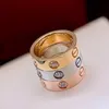 Um diamante amor anel marca de luxo reproduções oficiais estilo clássico Top qualidade 18 K dourado casal anéis marcas design exquis266V