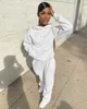 여성 패션 솔리드 컬러 레저 스포츠 트랙 슈트 스웨터 2 피스 슈트 소녀 인쇄 된 최고 조깅 정장