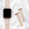 Diamonded حزام المعادن رصع ل Apple ووتش 6 5 4 3 SE Watchband الفولاذ المقاوم للصدأ سوار حلقة الفرقة حزام iwatch 44 ملليمتر 42 ملليمتر 40 ملليمتر 38 ملليمتر